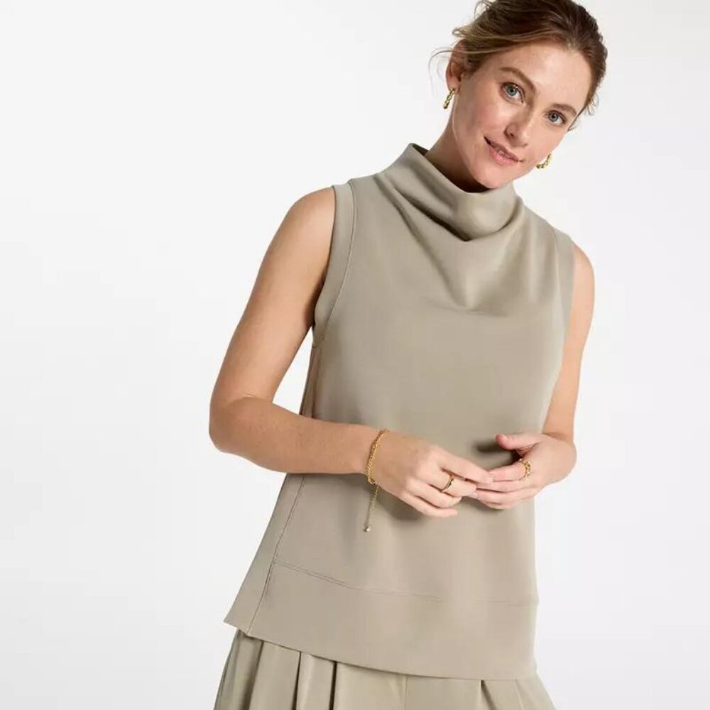 Calia Womens Sandwash Sleeveless Pullover Cowl Neck in Olive Green, Size XS, NWT